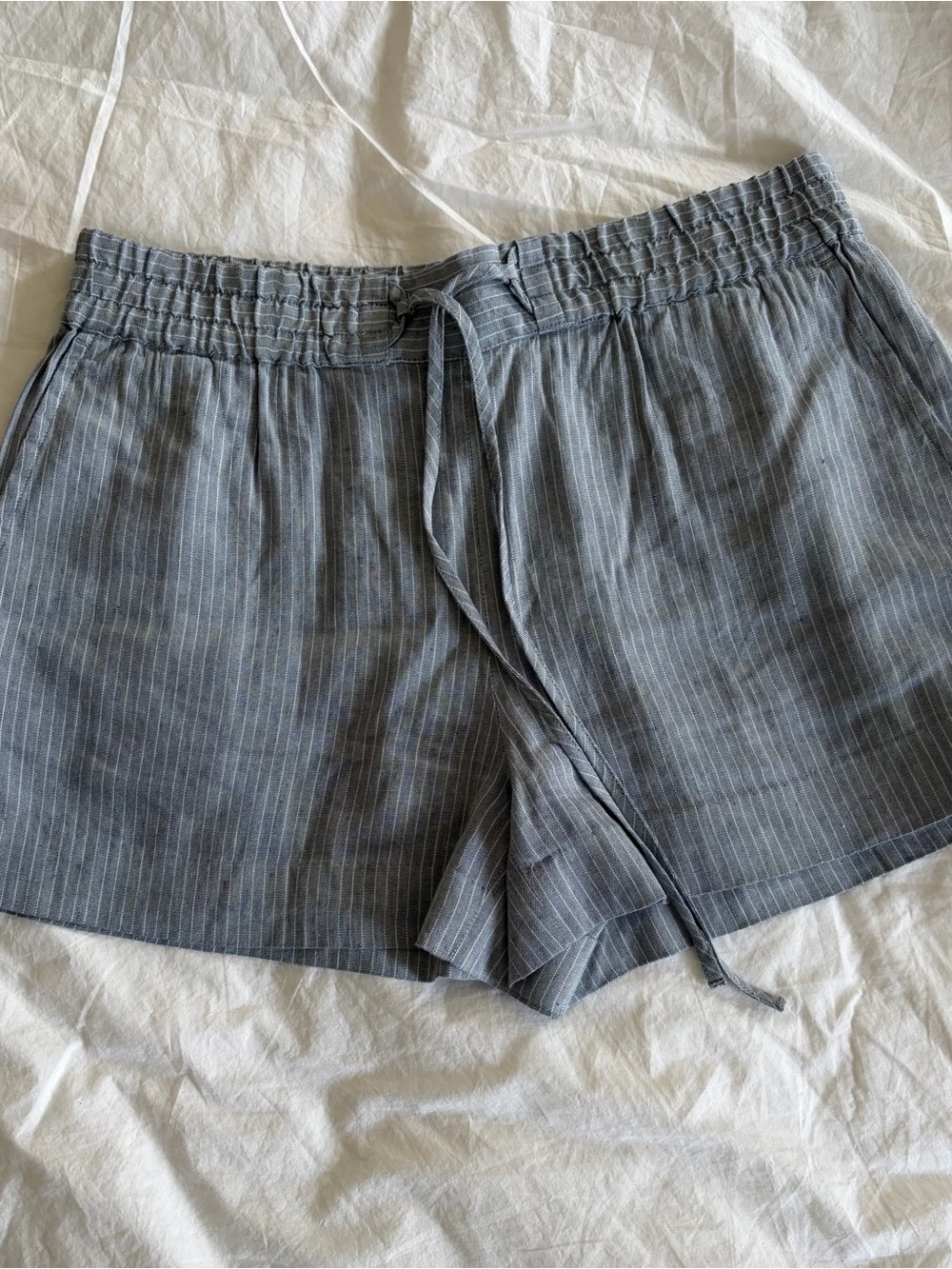 Club Monaco Gray Pinstripe Linen Shorts